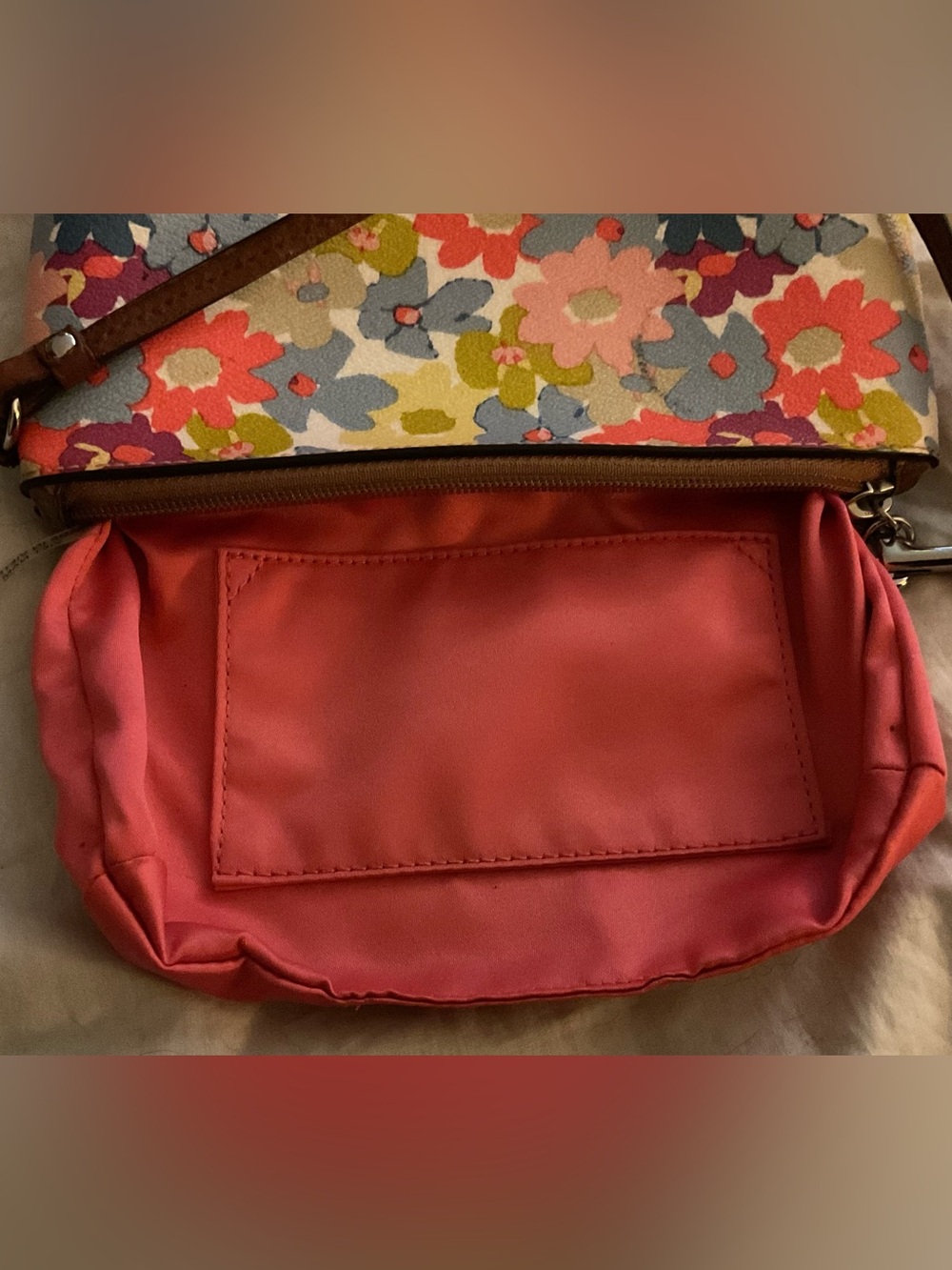 COACH Rare Retired Floral Print L Wristlet Medallion&Hang Tag Pink Satin Lining - Picture 11 of 15